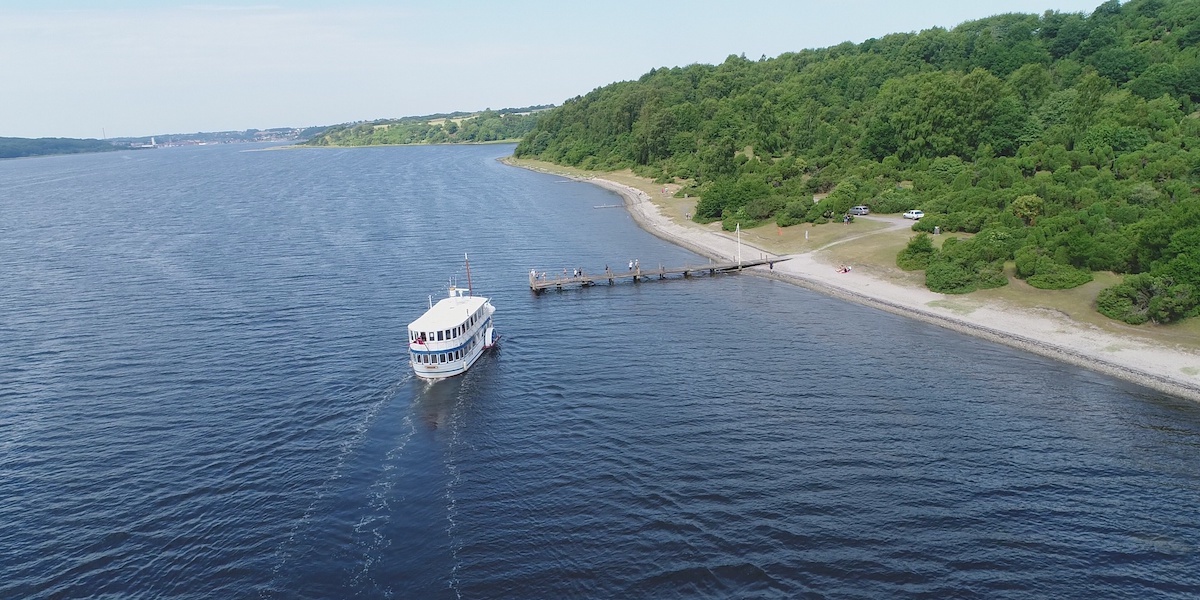 Luftfoto Mariagerfjord med svanen